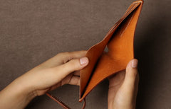 Handmade Leather Mens Cool Slim Leather Wallet Card Wallet Holders Men Small Wallets Bifold for Men