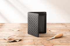 Braided Leather Mens Small Wallets Bifold Slim Front Pocket Wallet for Men - iwalletsmen