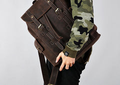 Handmade Leather Mens Cool Backpack Sling Bag Large Travel Bag Hiking Bag for Men