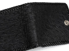 Handmade Leather Ostrich skin Mens billfold Wallet Cool Chain Wallet Biker Wallet for Men