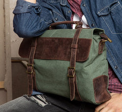 Mens Canvas Leather Cool Side Bag Messenger Bag Canvas Handbag for Men - iwalletsmen