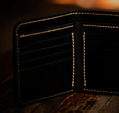 Handmade Leather Chinese Black&White Tooled Mens billfold Wallet Cool Leather Wallet Slim Wallet for Men