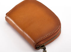 Vintage Leather Mens Small Wallet Zipper Card Coin Wallet for Men - iwalletsmen