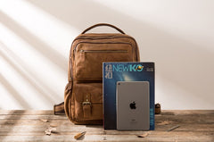 Brown Mens Leather Backpacks Travel Backpacks Laptop Backpack for men - iwalletsmen