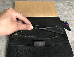 Genuine Leather Mens Clutch Cool Slim Wallet Passport Travel Clutch Wristlet Wallet for Men