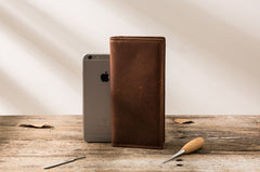 Cool Vintage Slim Mens long Wallet Leather Wallet Bifold Long Wallets for Men - iwalletsmen
