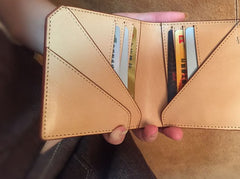 Handmade Leather Mens Cool billfold Leather Wallet Men Slim Wallet Bifold for Men