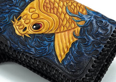 Handmade Leather Carp Mens Chain Biker Wallet Cool Leather Wallet With Chain Wallets for Men