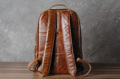 Genuine Leather Mens Cool Backpack Sling Bag Large Black Travel Bag Hiking Bag for men