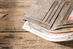 Gray Cool Leather Mens Small Wallet Bifold Vintage Slim billfold Wallet for Men - iwalletsmen