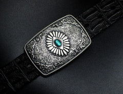 Handmade Genuine Leather Punk Rock Colour Enamels Floral Mens Cool Men Biker Trucker Leather Belt