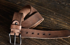 Handmade Leather Mens Leather Men Distress Brown Black Belt for Men Cool Leather Belt