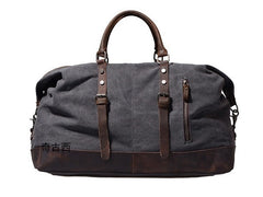 Mens Waxed Canvas Leather Weekender Bag Canvas Overnight bag Travel Bag for Men - iwalletsmen