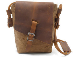 Cool Mens Waxed Canvas Leather Small Courier Bags Canvas Side Bags for Men - iwalletsmen