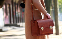 Handmade Vintage Coffee Leather Mens Camera Shoulder Bags Camera Messenger Bag for Men - iwalletsmen