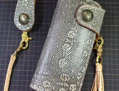 Handmade Leather Biker Wallet Mens Cool Chain Wallet Trucker Wallet with Chain