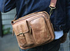 Cool Leather Mens Small Messengers Bag Shoulder Bags for Men - iwalletsmen