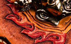 Handmade Leather Tibetan Mens billfold Wallet Cool Chain Wallet Biker Wallet for Men