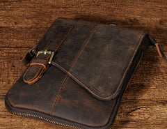 Mens Leather Small Side Bags COURIER BAG Waist Pouch Holster Belt Case Belt Pouch for Men - iwalletsmen