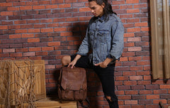 Cool Brown Mens Leather Backpacks Travel Backpacks Laptop Backpack for men - iwalletsmen