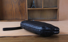 Handmade Genuine Leather Mens Cool Long Leather Wallet Zipper Clutch Wristlet Wallet for Men