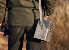 Handmade Gray Leather Mens Small Box Bag Shoulder Bag Messenger Bag for Men - iwalletsmen