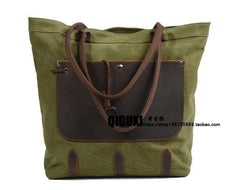 Mens Waxed Canvas Large Tote Bag Canvas Handbag Canvas Shoulder Bag for Men - iwalletsmen
