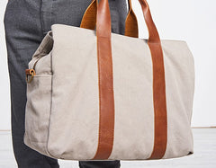 Mens Leather Canvas Travel Bag Canvas Handbag Canvas Weekender Bag for Men - iwalletsmen