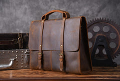 Genuine Leather Mens Cool Messenger Bag Briefcase Work Bag Business Bag for men