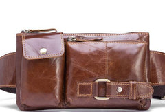 GENUINE LEATHER MENS SMALL WAIST BAG HIP PACK BELT BAGs FANNY PACK BUMBAG FOR MEN - iwalletsmen