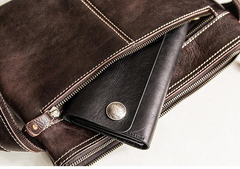 Genuine Leather Mens Cool Messenger Bag iPad Bag Chest Bag Bike Bag Cycling Bag for men