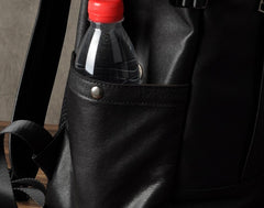 Genuine Leather Mens Cool Backpack Sling Bag Large Black Travel Bag Hiking Bag for men