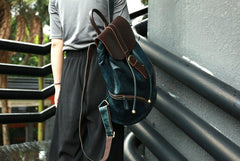 Cool Green Mens Leather Backpack Travel Backpacks Laptop Backpacks for men - iwalletsmen