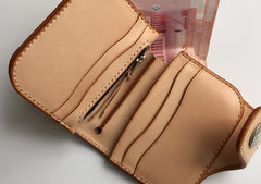 Handmade Leather Biker Wallet Mens Cool billfold Chain Wallet Trucker Wallet with Chain