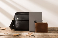 Cool Leather Black Mens Messenger Bag Vintage Shoulder Bag  for Men - iwalletsmen