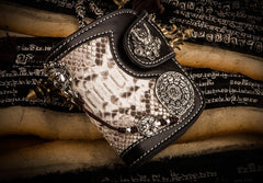 Handmade Leather Biker Wallet Mens Cool billfold Chain Wallet Trucker Wallet with Chain