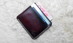 Leather Mens Slim Front Pocket Wallets Dark Brown Leather Cards Wallet for Men - iwalletsmen