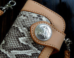 Handmade Leather Biker Wallet Mens Cool Chain Wallet Trucker Wallet with Chain