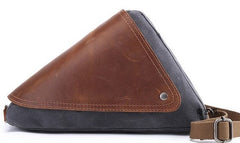 Mens Waxed Canvas Leather Triangular Side Bag Canvas Courier Bags for Men - iwalletsmen