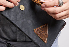 Cool Canvas Leather Mens Clutch Wallet Zipper Wristlet Bag Purse for Men - iwalletsmen