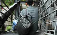 Black Leather Mens Backpack Travel Backpack Laptop Backpack for men - iwalletsmen