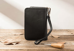 Cool Black Wristlet Wallet Leather Mens Long Wallet Long Wallet for Men - iwalletsmen