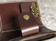 Handmade Leather Mens Cool Key Wallet Car Key Change Coin Card Holder Car Key Case for Men