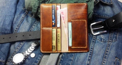 Vintage Brown Leather Bifold Mens Long Wallet Leather Long Wallets for Men - iwalletsmen