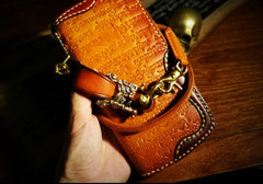 Handmade Leather Mens Tibetan Chain Biker Wallet Cool Leather Wallet Long Clutch Wallets for Men
