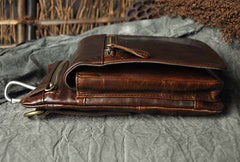 Mens Leather Small Side Bag COURIER BAG Waist Pouch Holster Belt Case Belt Pouch for Men - iwalletsmen