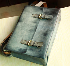Handmade Vintage Leather Mens Messenger Bags Gray Shoulder Bag for Men - iwalletsmen