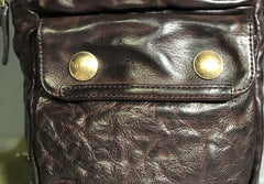 Genuine Leather Mens Cool Chest Bag Sling Bag Crossbody Bag Travel Bag Hiking Bag for men