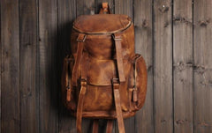 Handmade Leather Mens Cool Backpack Sling Bag Large Travel Bag Hiking Bag for men