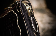 Handmade Leather Mens Chain Biker Wallet Cool Leather Wallet Long Clutch Wallets for Men